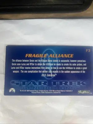 1995 Star Trek Generations Foil Card F3 Fragile Alliance collectible trading card