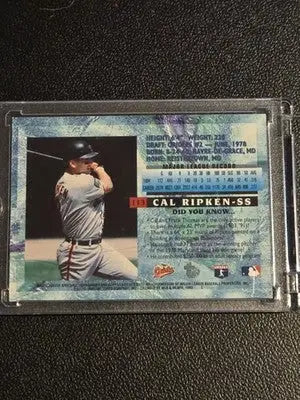 Baseball trading card of Cal Ripken Jr from 1995 Topps Embossed series