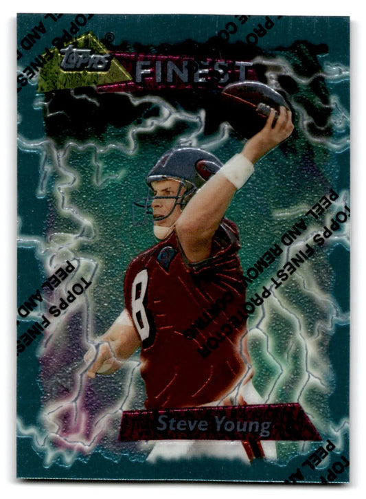 Football trading card of Steve Young from 1995 Topps Football Finest collection