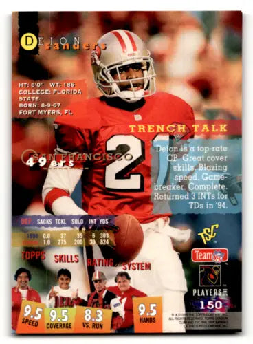 1995 Topps Stadium Club #150 Deion Sanders Football Card with original gloss NM-MT 49ers