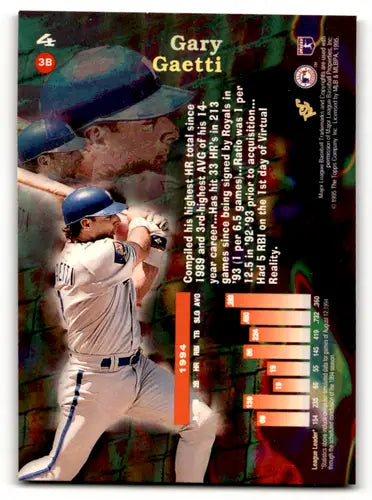 Original gloss Gary Gaetti baseball card from 1995 Topps Stadium Club Virtual Reality series