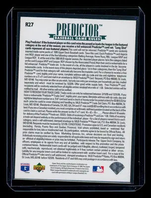 Upper Deck Predictor Tony Gwynn baseball card in protective sleeve with game rules and logos