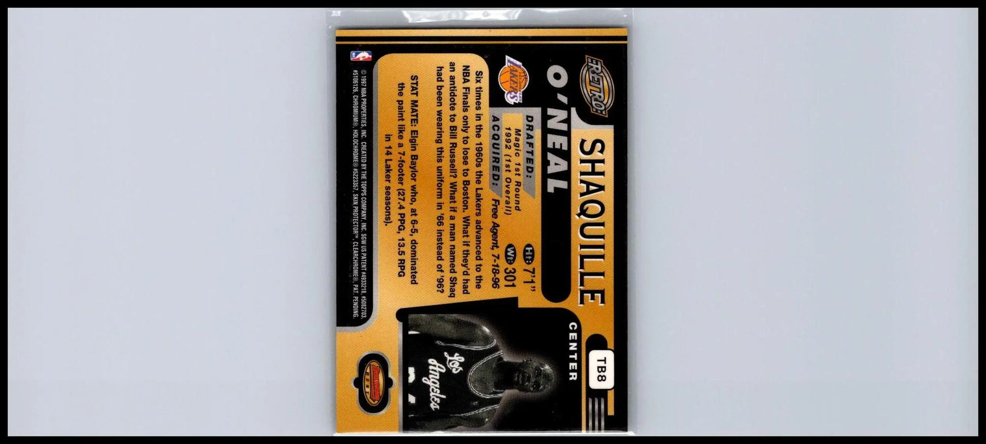 TB8 Shaquille O’Neal basketball card from 1996-97 Bowman’s Best trading cards collection