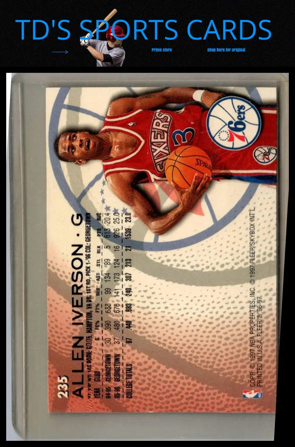 Allen Iverson 1996-97 Fleer European #265 trading card collectible image