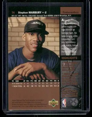 Upper Deck Stephon Marbury basketball card from 1996-97 Upper Deck series