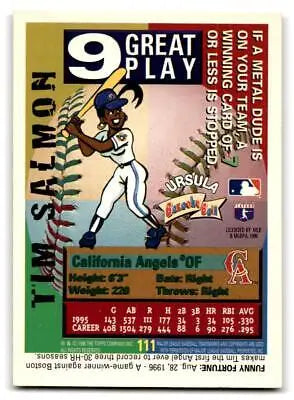 1996 Bazooka #111 Tim Salmon baseball card, a valuable addition for trading cards collectors