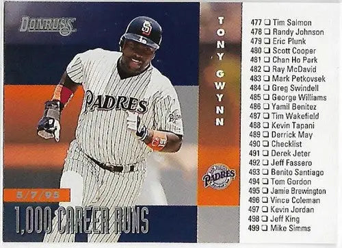 Original gloss Tony Gwynn baseball card from 1996 Donruss Simply Sandoval collection