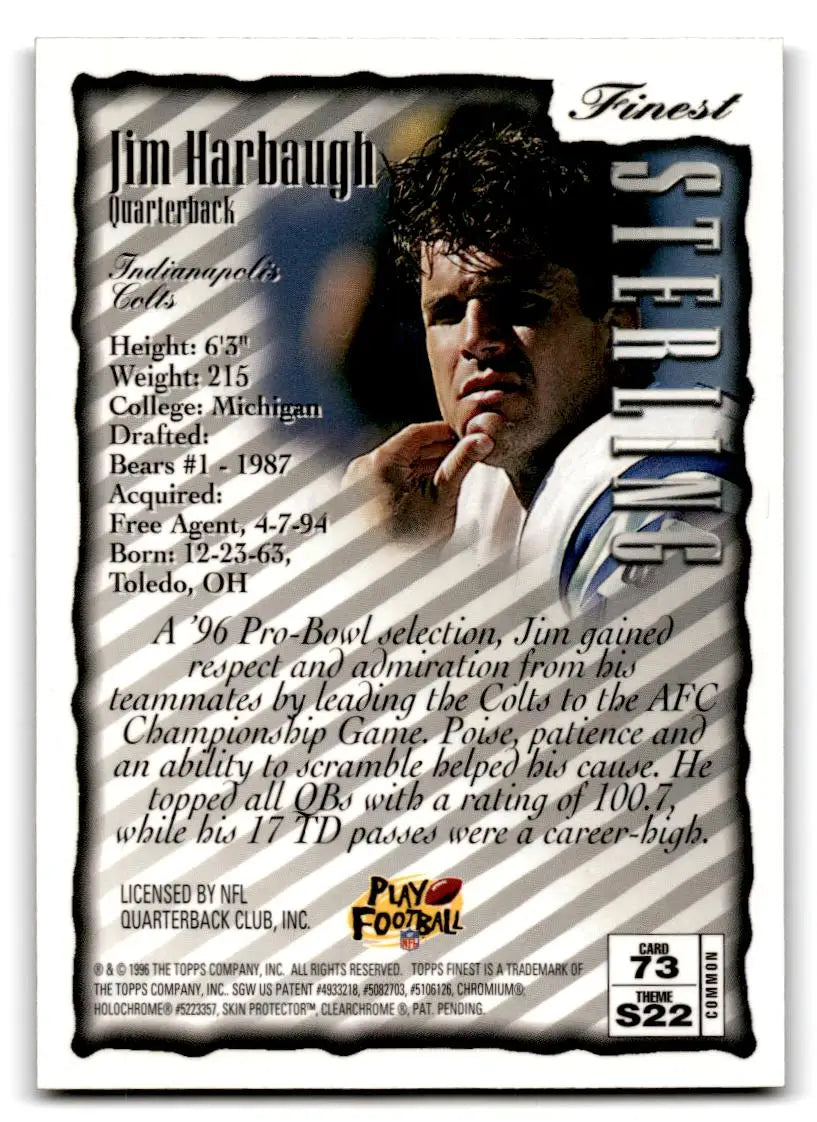 1996 Finest #73 Jim Harbaugh - Trading Card