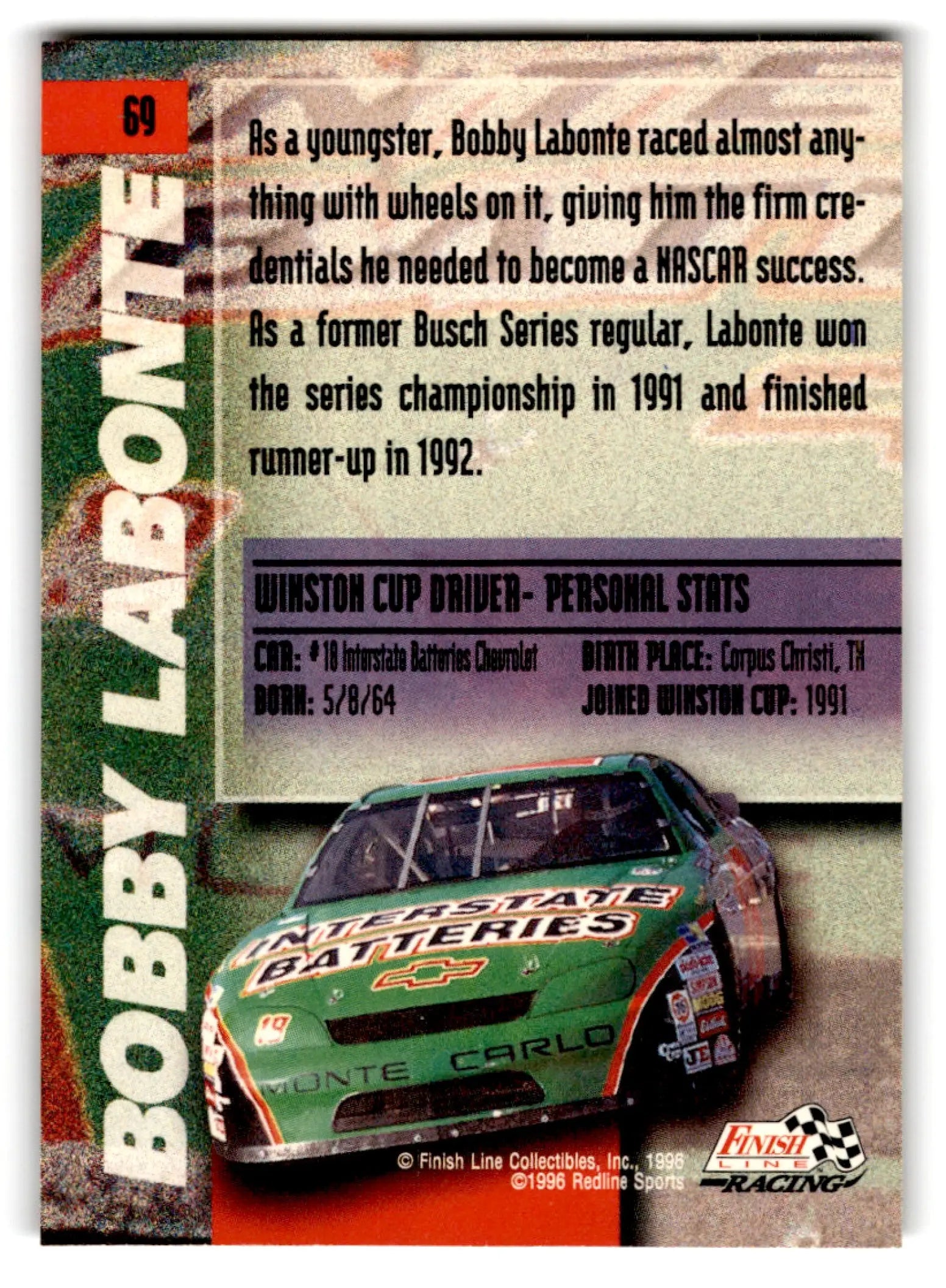 1996 Finish Line Racing Bobby Labonte #69