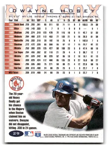 1996 Fleer #29 Dwayne Hosey NM-MT Red Sox ID:72078 - Trading Cards