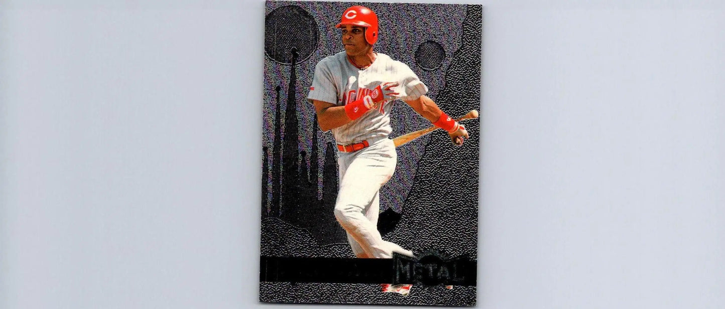Baseball card featuring 1996 Metal Universe #149 Barry Larkin trading card collectible