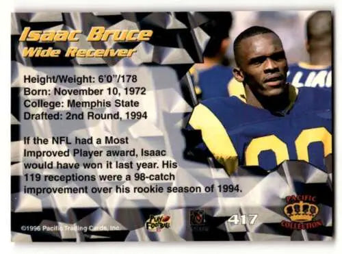 1996 Pacific Collection #417 Isaac Bruce St. Louis Rams Football Card Original Gloss