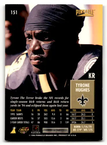Tyrone Hughes football card 1996 Pinnacle #151 original gloss Simply Sandoval product