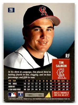 Tim Salmon baseball card from 1996 Pinnacle #26 trading cards collection