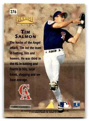 Tim Salmon baseball card from 1996 Pinnacle, a must-have for trading cards collectors