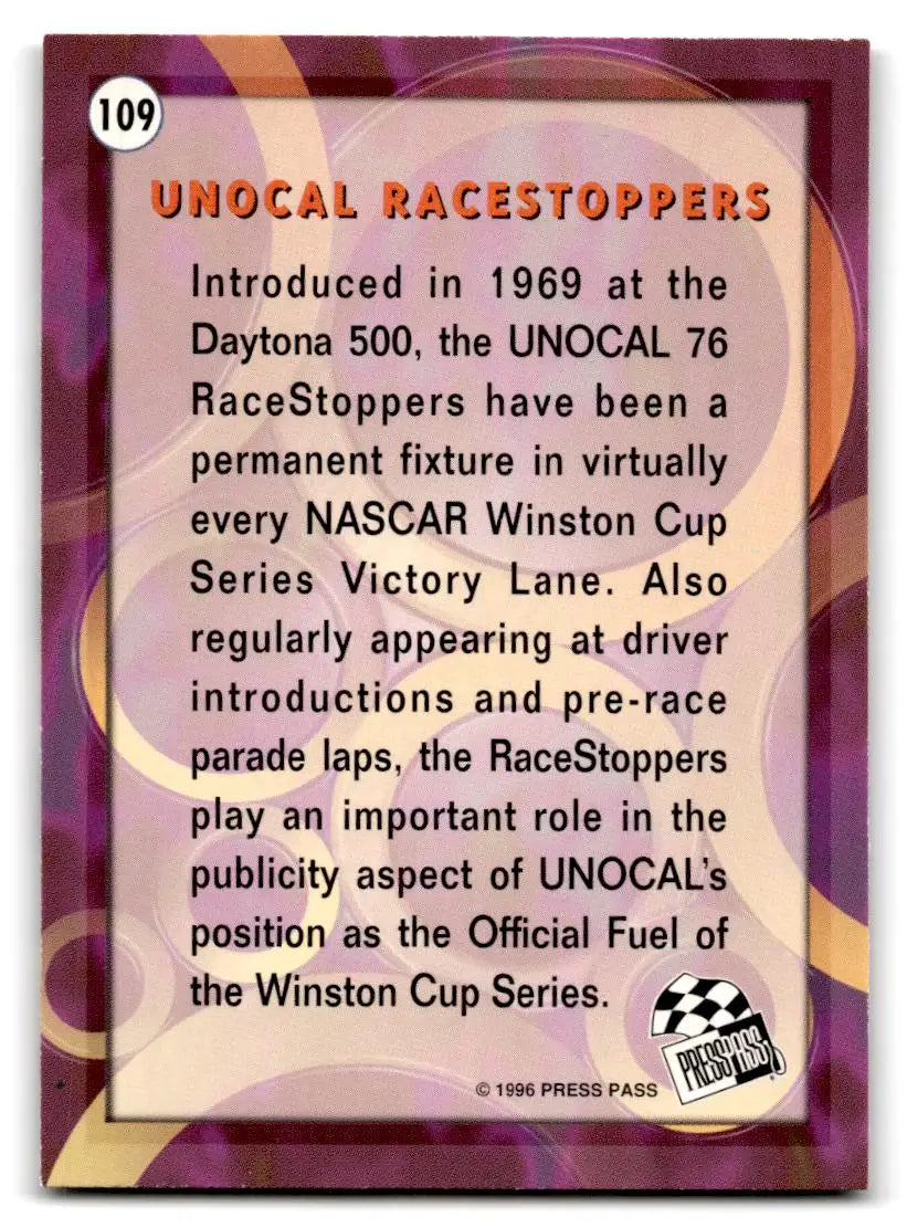 1996 Press Pass #109 Unocal RaceStoppers - Collectible Card