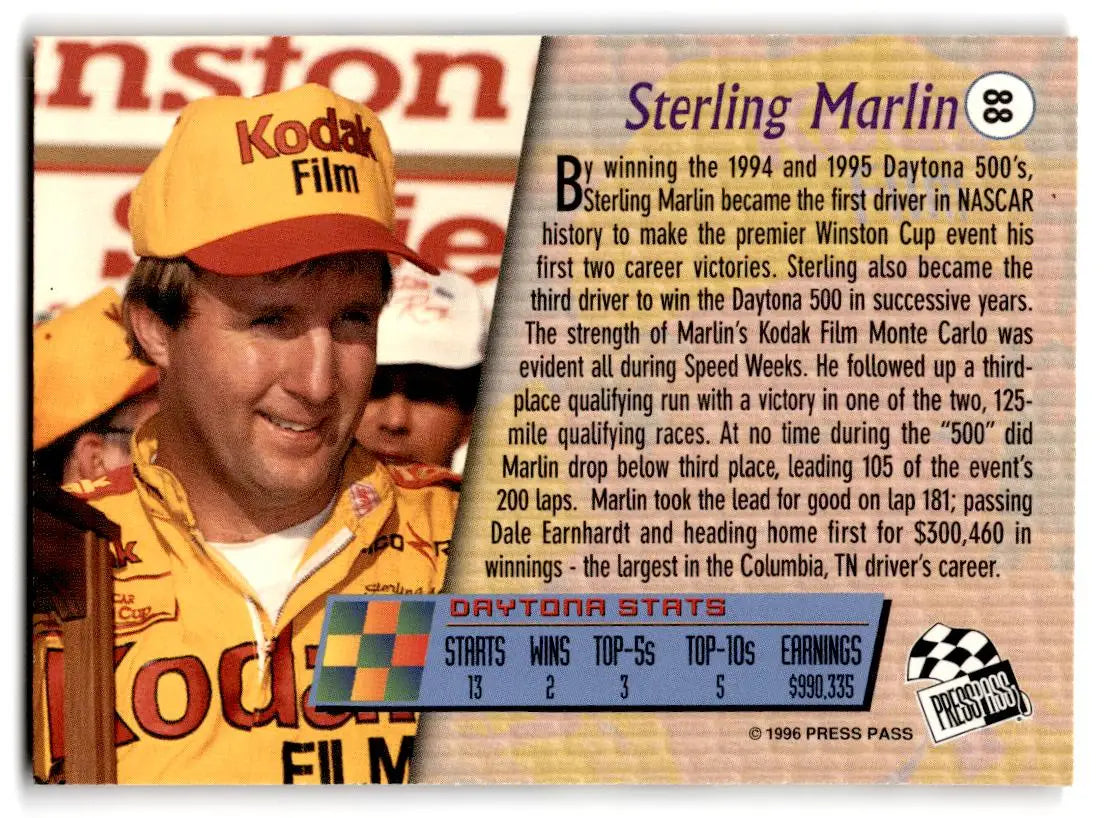 1996 Press Pass #88 Sterling Marlin - Trading Card