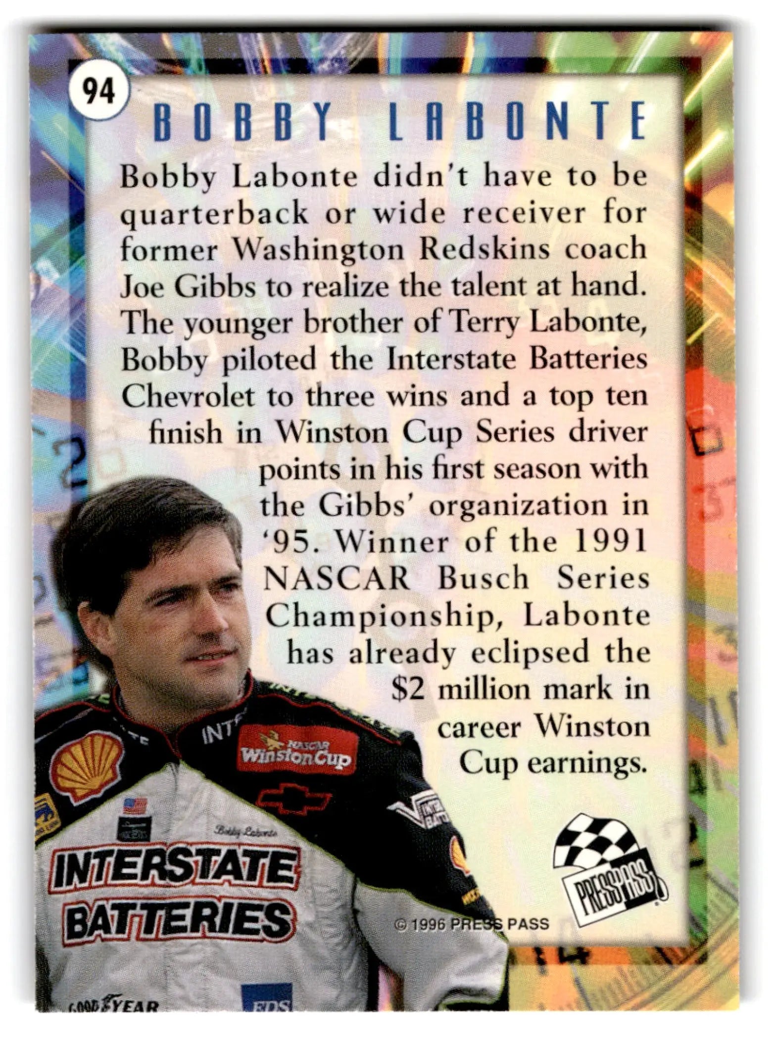 1996 Press Pass Racing Bobby Labonte #94