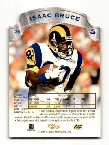 1996 Pro Line DC III #25 Isaac Bruce St. Louis Rams Football Card with original gloss