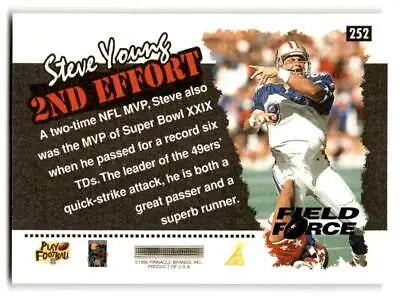 1996 Score #252 Steve Young Field Force football card showcasing Steve Young’s legacy
