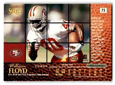 William Floyd trading card from 1996 Select #75 featuring the football player