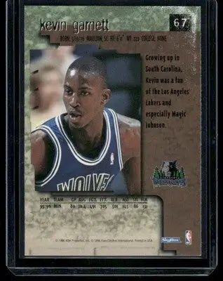 1996 SkyBox Premium Kevin Garnett #67 Basketball