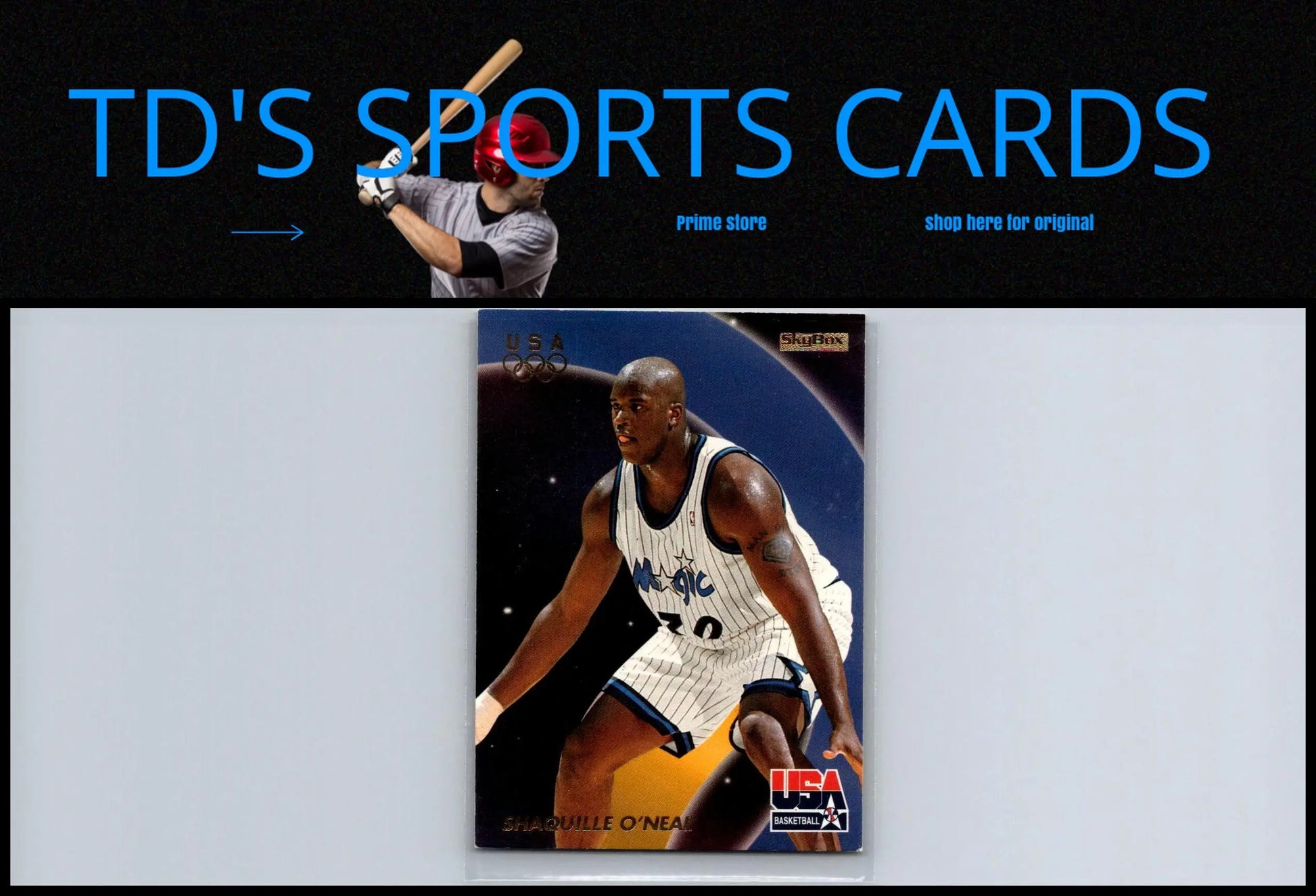 1996 SkyBox USA #47 Shaquille O’Neal trading card featuring basketball legend Shaquille O’Neal