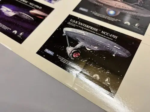 Star Trek model kit box featured in 1996 Uncut Sheet of Trading Cards by SKYBOX