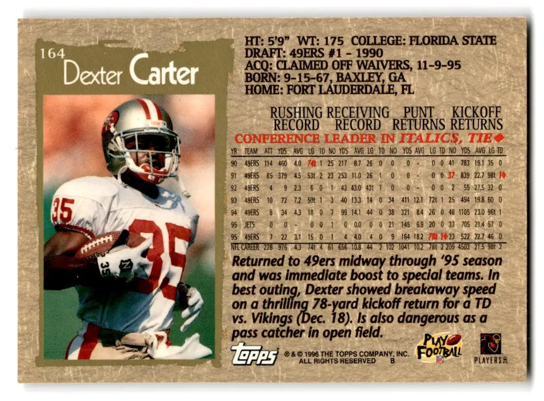 1996 Topps #164 Dexter Carter - Trading Card
