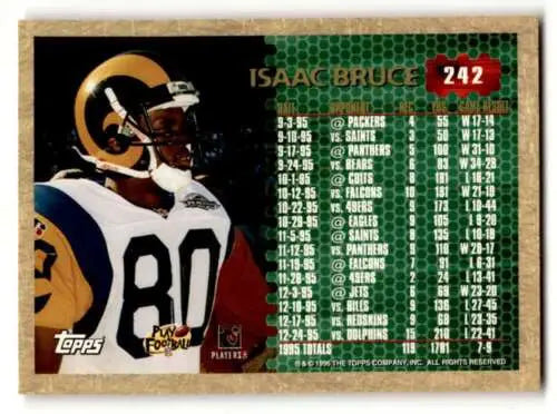 Original gloss 1996 Topps #242 Isaac Bruce St. Louis Rams football card NM