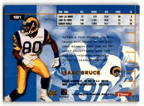 1996 Ultra Isaac Bruce St. Louis Rams football card with original gloss finishes