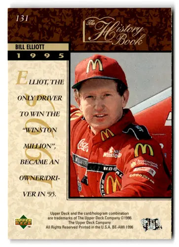 Original gloss 1996 Upper Deck Bill Elliott HB NM-MT trading card ID 77689