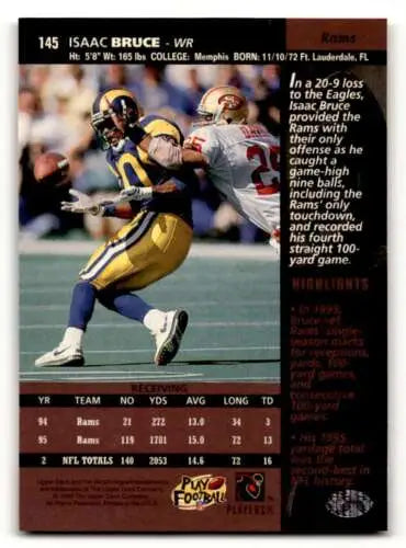 1996 Upper Deck #145 Isaac Bruce Louis Rams Football Card with original gloss NM