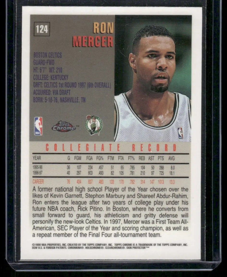 Image of Topps Chrome Ron Mercer basketball card from 1997-98 Topps Chrome Ron series