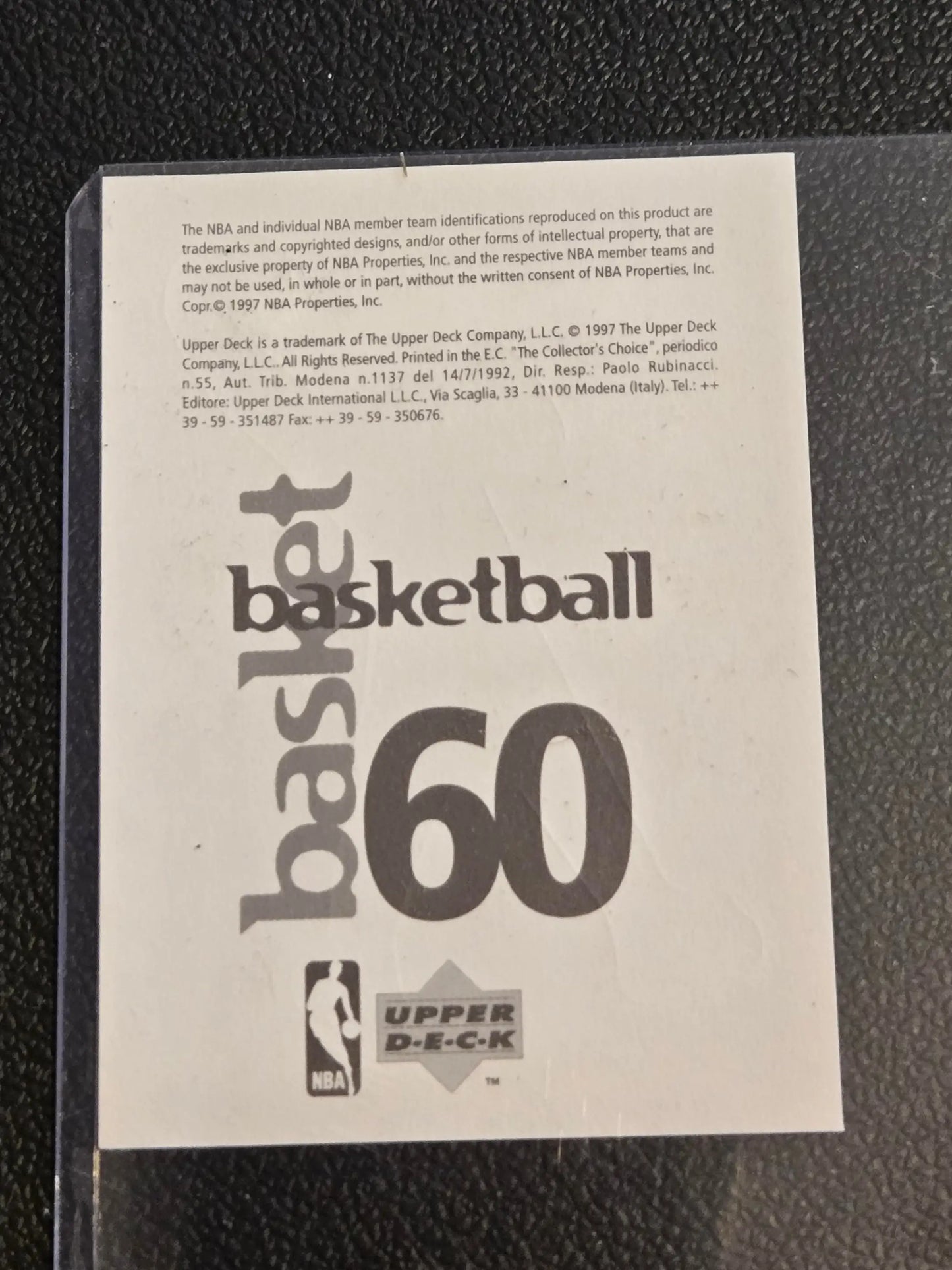 Basketball card featuring Kobe Bryant from 1997-98 Upper Deck NBA Stickers European set