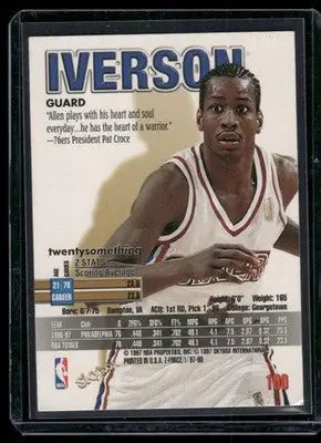 Allen Iverson basketball card from 1997-98 Z-Force series featuring Allen Iverson