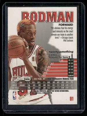 Dennis Rodman basketball card in protective sleeve from 1997-98 Z-Force series