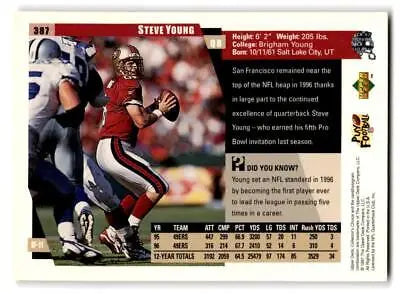 Steve Young football card from 1997 Collector’s Choice #387 trading cards collection