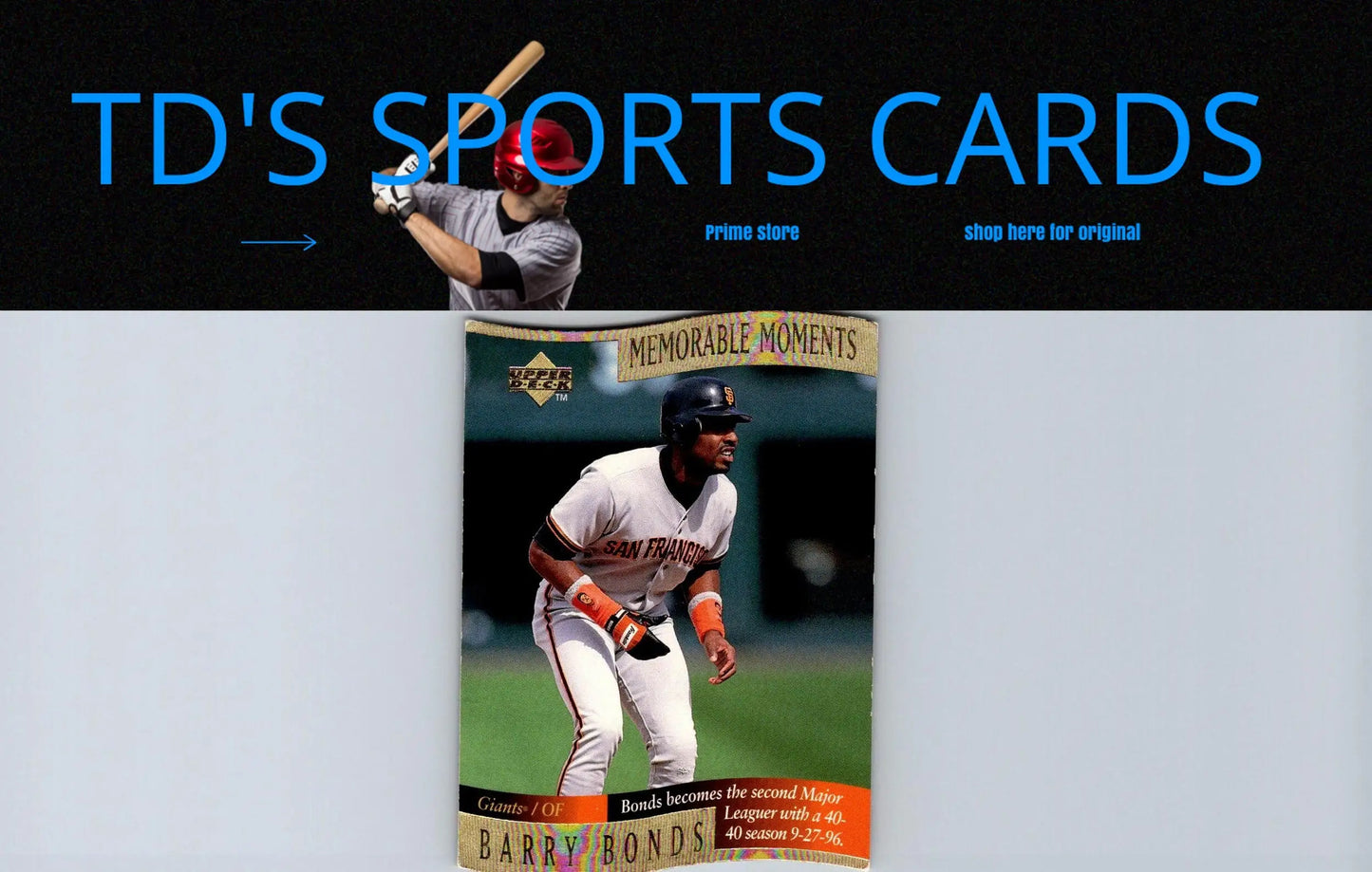 Barry Bonds baseball card from 1997 Collector’s Choice Memorable Moments series