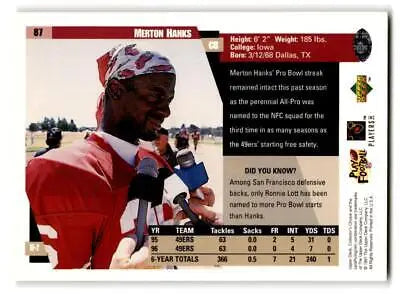 Merton Hanks trading card from 1997 Collector’s Choice #87 collectible series