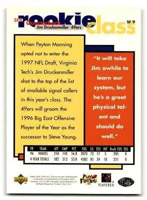Back of 1997 Collector’s Choice San Francisco 49ers Jim Druckenmiller trading card