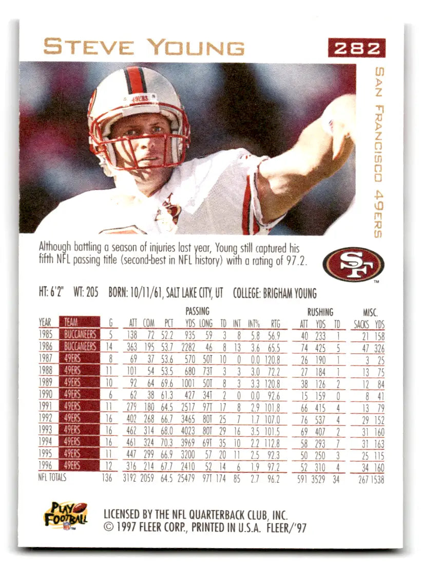 1997 Fleer League Leader #282 Steve Young 49ers football card original gloss edition