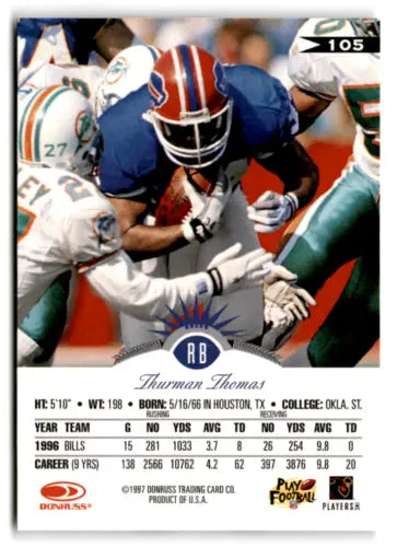 Thurman Thomas football card featuring original gloss, mint Bills condition