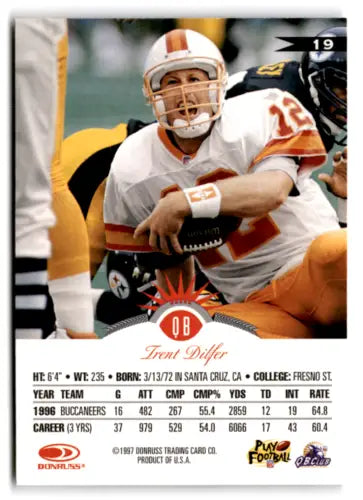 Trent Dilfer football card in original gloss, mint condition for Buccaneers fans