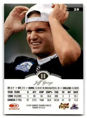 1997 Leaf #28 Jeff George football trading card featuring the quarterback’s image
