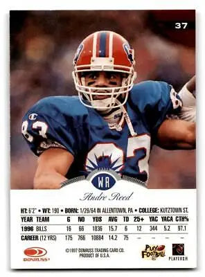 1997 Leaf #37 Andre Reed football card featuring the NFL star for trading card collectors