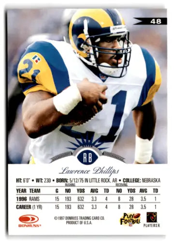 Lawrence Phillips football card 1997 Leaf #48 with original gloss from Simply Sandoval