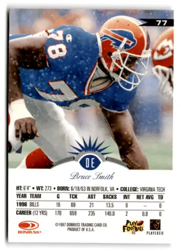 1997 Leaf #77 Bruce Smith football card with original gloss from Simply Sandoval