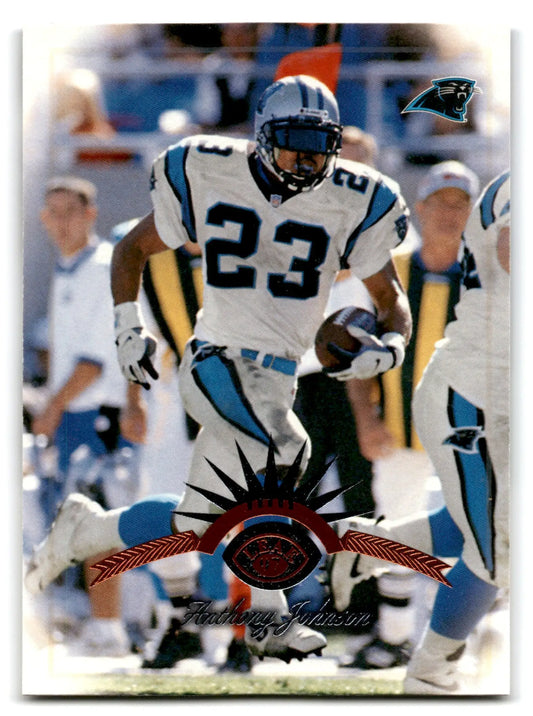 Leaf football Anthony Johnson football card in Carolina Panthers uniform