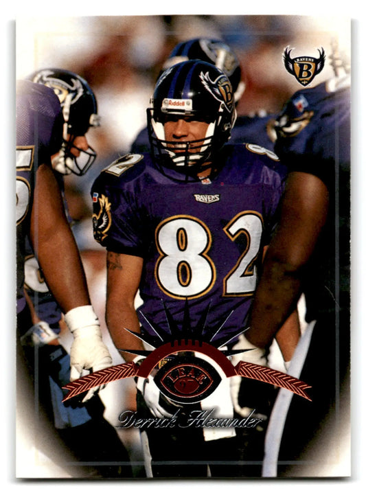 Leaf football Derrick Alexander trading card featuring a Baltimore Ravens player in purple jersey
